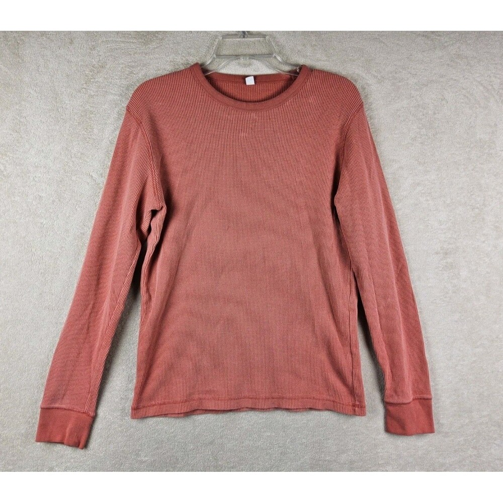 Uniqlo Men's Waffle Knit Long Sleeve Thermal Crewneck Shirt Salmon Size S